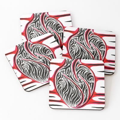 Abstract Bloody Heart Coasters