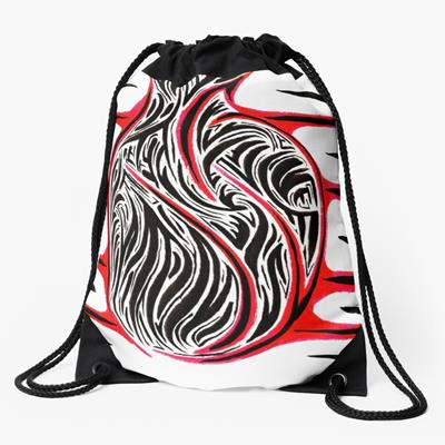 Abstract Bloody Heart Drawstring Bag