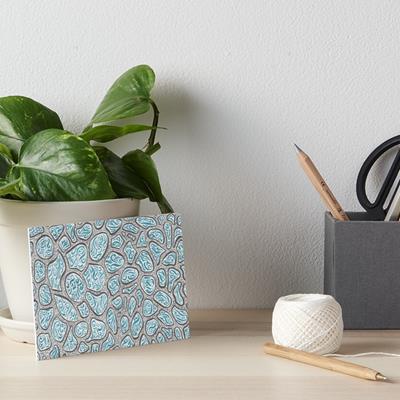 Blue and Blue Abstract Drawing: Water Droplets on Oil