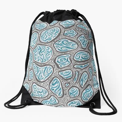 Blue and Blue Abstract Drawing: Water Droplets on Oil