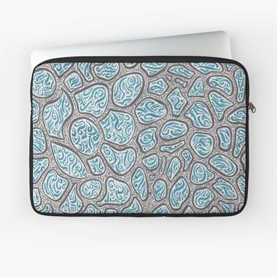 Blue and Blue Abstract Drawing: Water Droplets on Oil