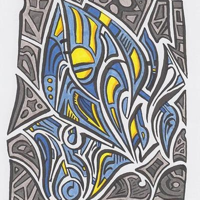 Blue and Yellow Space Squid