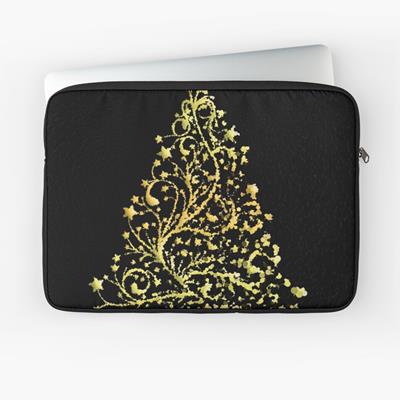 Gold on Black Stylized Christmas Tree