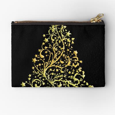 Gold on Black Stylized Christmas Tree