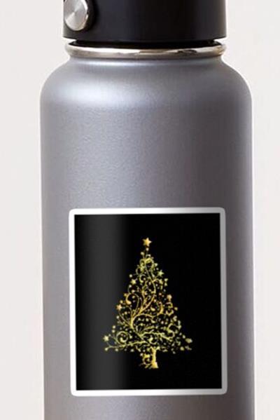 Gold on Black Stylized Christmas Tree