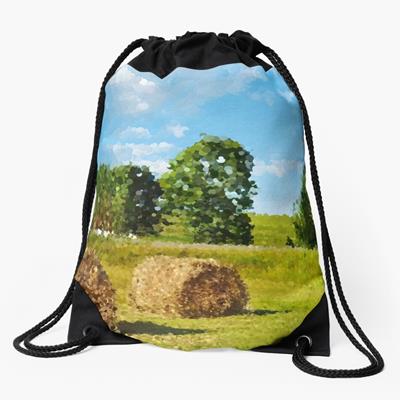 Hay Bales in Grassy Field