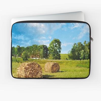 Hay Bales in Grassy Field