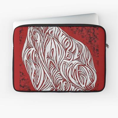 Intense Red, Black, and White Abstract Curves