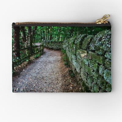 Mossy Stone Fenced Path Through the Woods