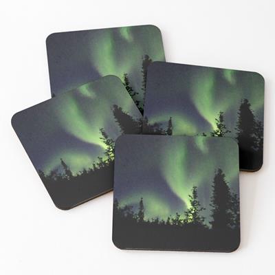 Northern Lights Over Forest