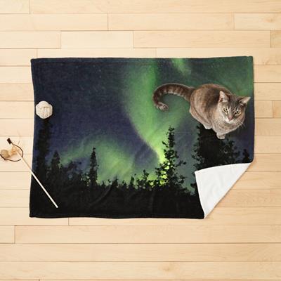 Northern Lights Over Forest