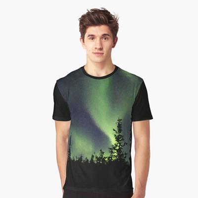 Northern Lights Over Forest