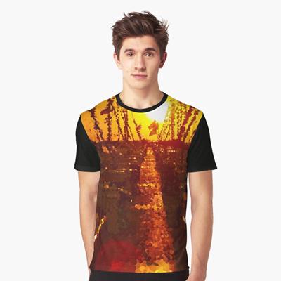 Ocean Dock Under Orange Sky