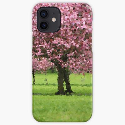 Pink Blossoming Trees Over Green Field