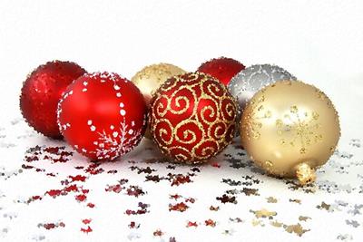 Row of Christmas Ornaments