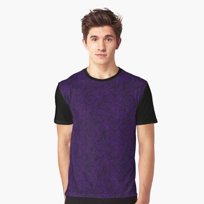 Swirling Abstract Line Art in Black on Purple