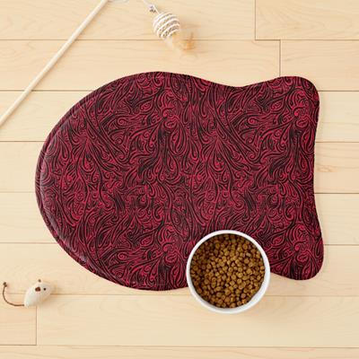 Swirling Abstract Line Art in Black on Red