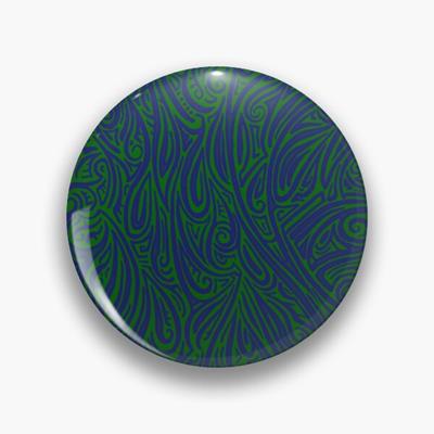Swirling Abstract Line Art in Dark Blue on Green