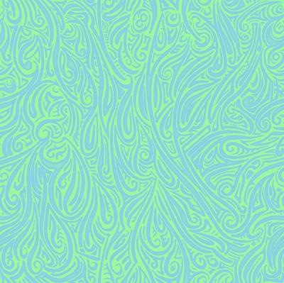 Swirling Abstract Line Art in Light Blue on Green