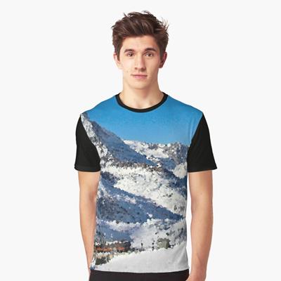 Train and Snowy Mountains