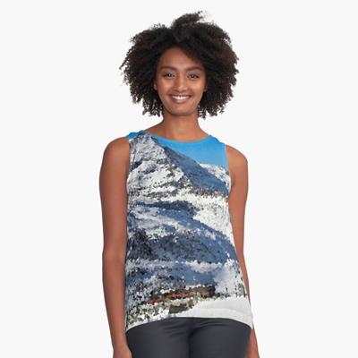 Train and Snowy Mountains