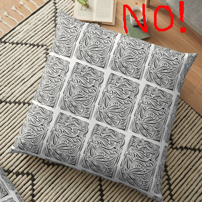 Ugly pillow with poorly laid out tile pattern