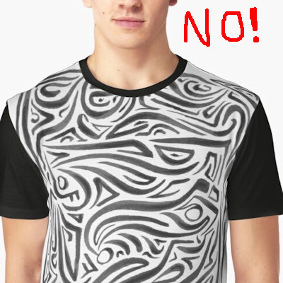 Ugly shirt with art blown up too big